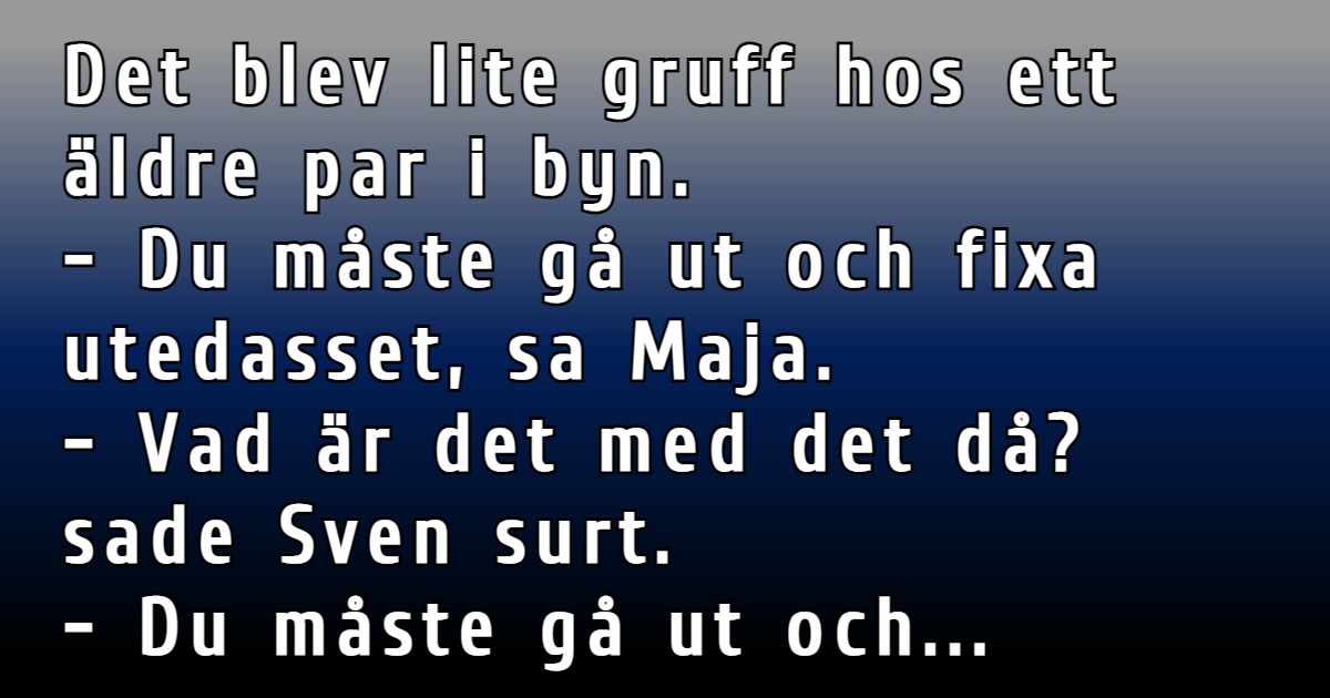 Paret hade problem med utedasset - men det dröjde inte länge innan han ...